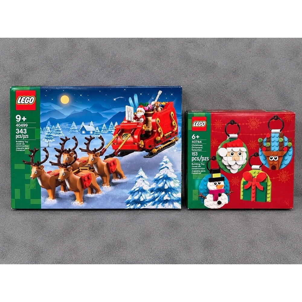 LEGO Christmas Bundle 40499 Santa's Sleigh 40744 Ornaments New Sealed